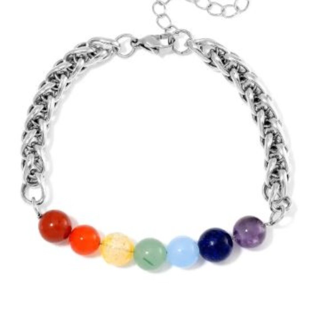 Seven Chakra Multi Gemstone 27.00 ctw Beaded Braided Bracelet